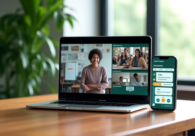 Виртуальный класс Skyline English на ноутбуке и мобильное приложение на смартфоне